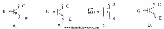 Na którym rysunku przedstawiony jest symbol graficzny tranzystora unipolarnego?