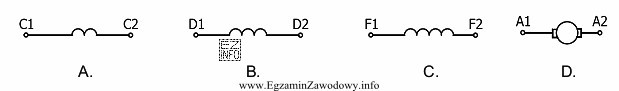 Uzwojenie wzbudzenia szeregowego silnika prądu stałego oznaczone jest 