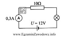 Wartość napięcia na zaciskach żarówki w obwodzie elektrycznym, 