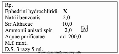 MDJ dla chlorowodorku efedryny podanej doustnie wynosi 0,075. Jaką maksymalną ilość 