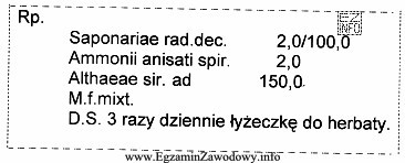 Oblicz ilość syropu, którą należy odważyć 