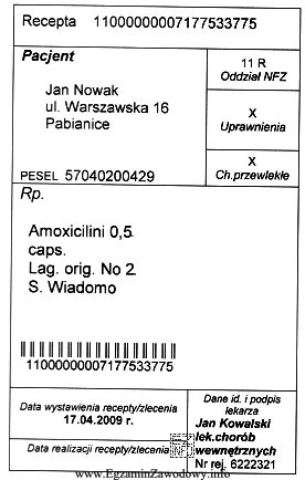 Lek z przedstawionej recepty nie może być zrealizowany jako 