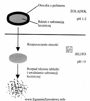 Na rycinie przedstawiono mechanizm uwalniania substancji leczniczej