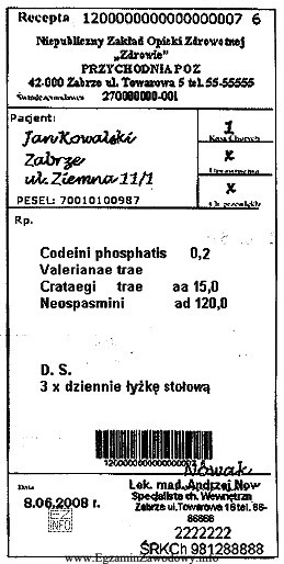 Oblicz dawkę jednorazową fosforanu kodeiny w leku sporządzonym na 