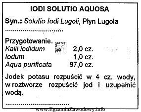 Płyn Lugola, zgodnie z przytoczonym fragmentem FP VI, wykonuje 