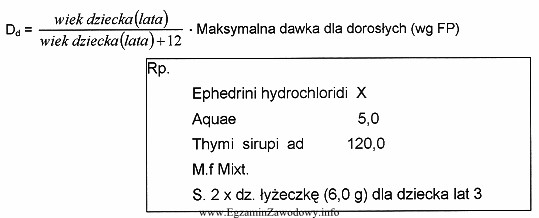 Dawka maksymalna dobowa chlorowodorku efedryny podanego doustnie wynosi 0,15 g. Jaką 