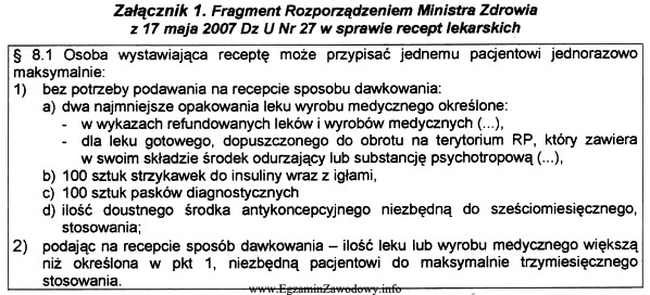 Zgodnie z Rozporządzeniem Ministra Zdrowia z 17 maja 2007 Dz U 
