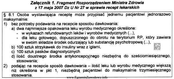 Zgodnie z Rozporządzeniem Ministra Zdrowia z 17 maja 2007 Dz U 