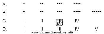 W którym wierszu wpisano właściwe oznaczenia kategorii 