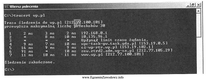 Polecenie <b>tracert</b> to narzędzie diagnostyczne, które 