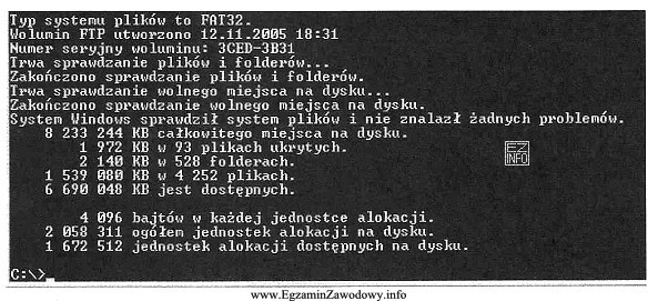 W wyniku użycia narzędzia diagnostycznego <b>chkdsk</b> 