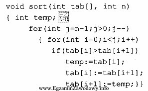 Na zamieszczonym fragmencie kodu programu napisanego w języku C++ 