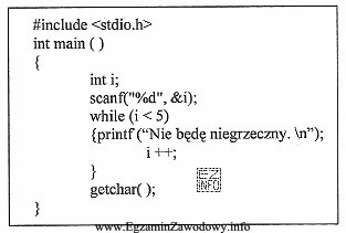 W przedstawionym fragmencie programu znajduje się