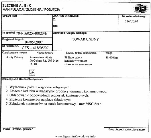 Zlecone czynności zapisane w dokumencie przedstawionym na rysunku dotyczą 