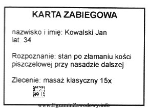 Pacjent zgłosił się na serię zabiegów z przedstawioną 