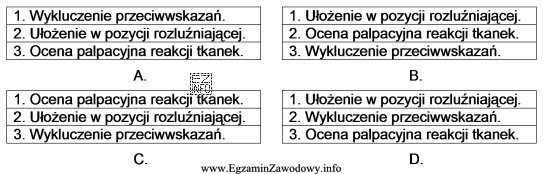 Jaka jest prawidłowa kolejność postępowania masażysty 