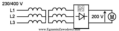 Na schemacie przedstawiono zasilanie silnika elektrycznego