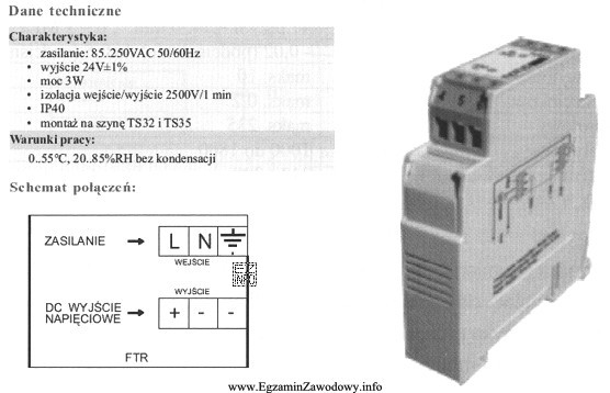 Demontaż elementu instalacji elektrycznej przedstawionego na rysunku, zamontowanego na szynie 