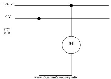 Na schemacie znajduje się symbol silnika