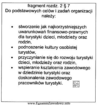 Przedstawiony fragment statutu, określa cele i zadania