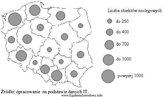 Poniżej przedstawiono rozmieszczenie obiektów noclegowych w Polsce w 2000 