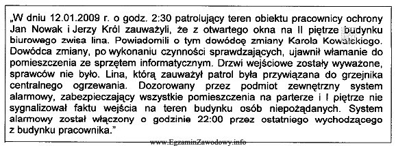 W ramce zamieszczono fragment zapisu w dzienniku wydarzeń. Przeanalizuj ten 