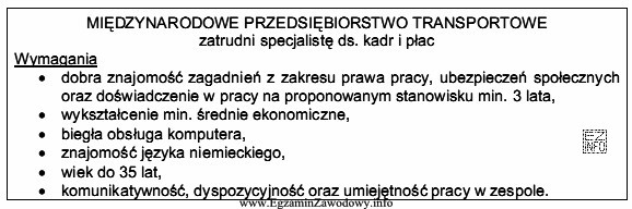 Wymagania stawiane przez przedsiębiorstwo spełnia