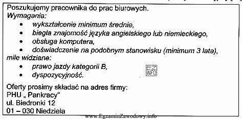 W powiatowym urzędzie pracy wywieszona została oferta pracy 