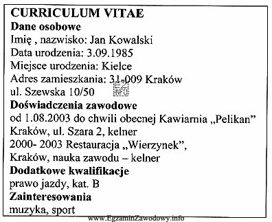 O które informacje należy rozszerzyć przedstawione obok CV?