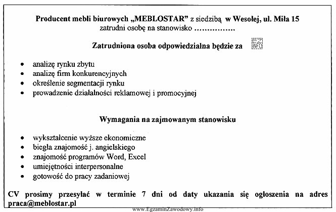 W prasie lokalnej ukazała się oferta pracy producenta mebli 