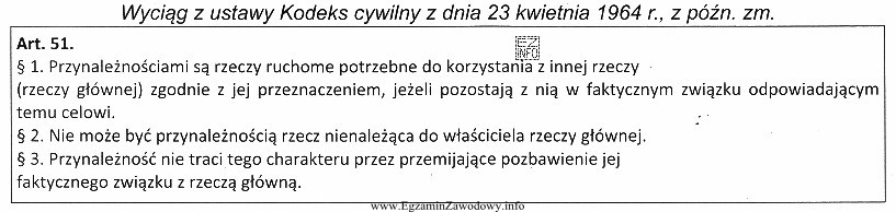 Z zamieszczonych przepisów Kodeksu cywilnego wynika, że przynależnoś