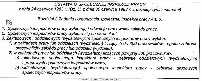 Zakładowych społecznych inspektorów pracy, w zakładach 