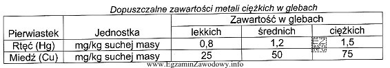 Wyniki badań na zawartość metali ciężkich w 