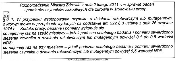 W wyniku pomiaru czynników szkodliwych dla zdrowia w środowisku 