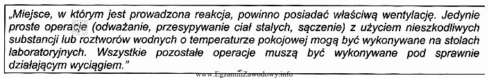 Fragment instrukcji bhp w laboratorium chemicznym. W laboratorium chemicznym pod 