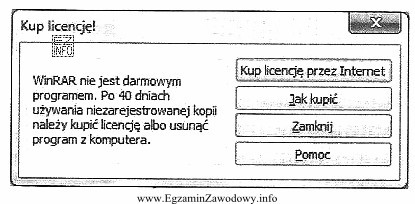 Program WinRaR wyświetlił okienko informacyjne pokazane na rysunku. Z 