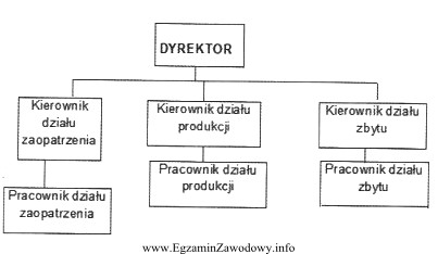 Na rysunku przedstawiono schemat struktury organizacyjnej stosowanej najczęściej 