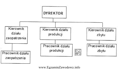 Na rysunku przedstawiono schemat struktury organizacyjnej stosowanej najczęściej 