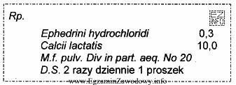 Dawka jednorazowa chlorowodorku efedryny wynikająca z przedstawionej recepty wynosi