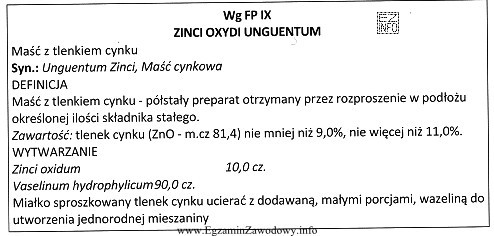 Określ na podstawie zamieszczonego fragmentu FP IX, ile wazeliny 