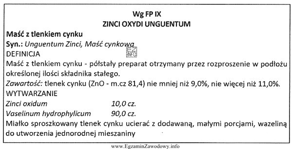 Określ na podstawie zamieszczonego fragmentu FP IX, ile wazeliny 