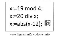Po wykonaniu linii kodu zmienna całkowita x przyjmie wartoś