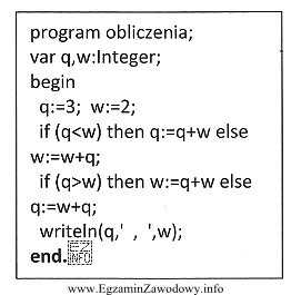 Wynikiem działania programu są liczby