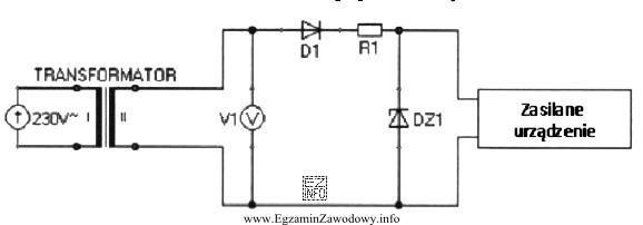 W przedstawionym na rysunku układzie woltomierz wskazał wartość 0[V]. Ś
