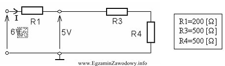 W układzie jak na rysunku wartość prądu I 