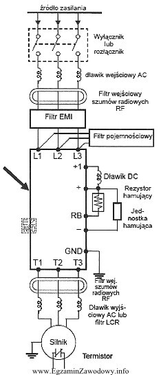 Jakie urządzenie elektroniczne wskazano strzałką na przedstawionym schemacie?