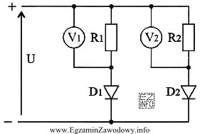 Rezystory R1 = 400 Ω/0,25 W i R2 = 400 Ω/1 W ograniczają prą