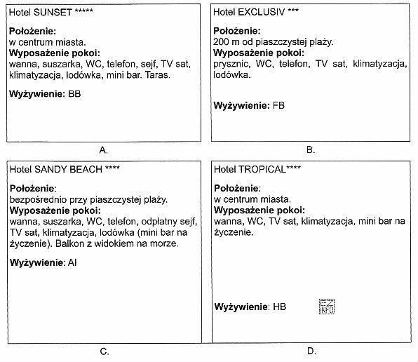 Którą z wymienionych ofert pobytu w Hiszpanii, zawartych w 