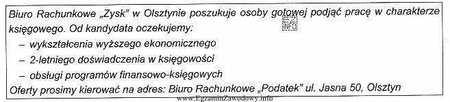 W lokalnej prasie ukazało się ogłoszenie następują