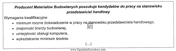 Wymagania stawiane przez przedsiębiorstwo kandydatom do pracy spełnia 